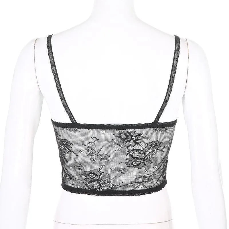 Lace Mesh V-neck Top