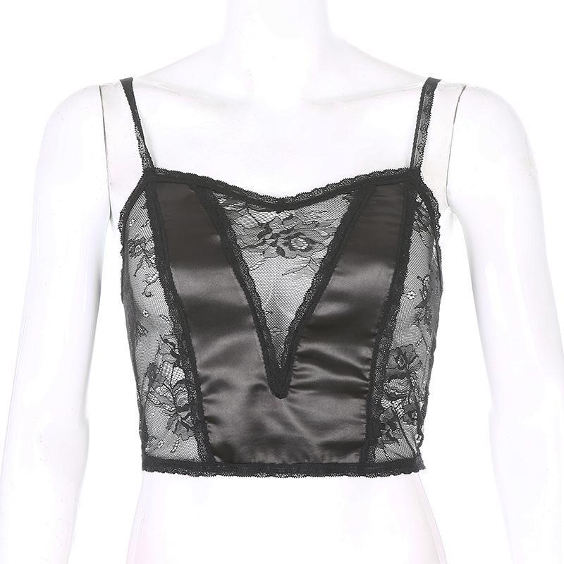 Lace Mesh V-neck Top