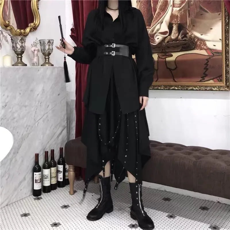 Irregular Long Skirt with Buckles