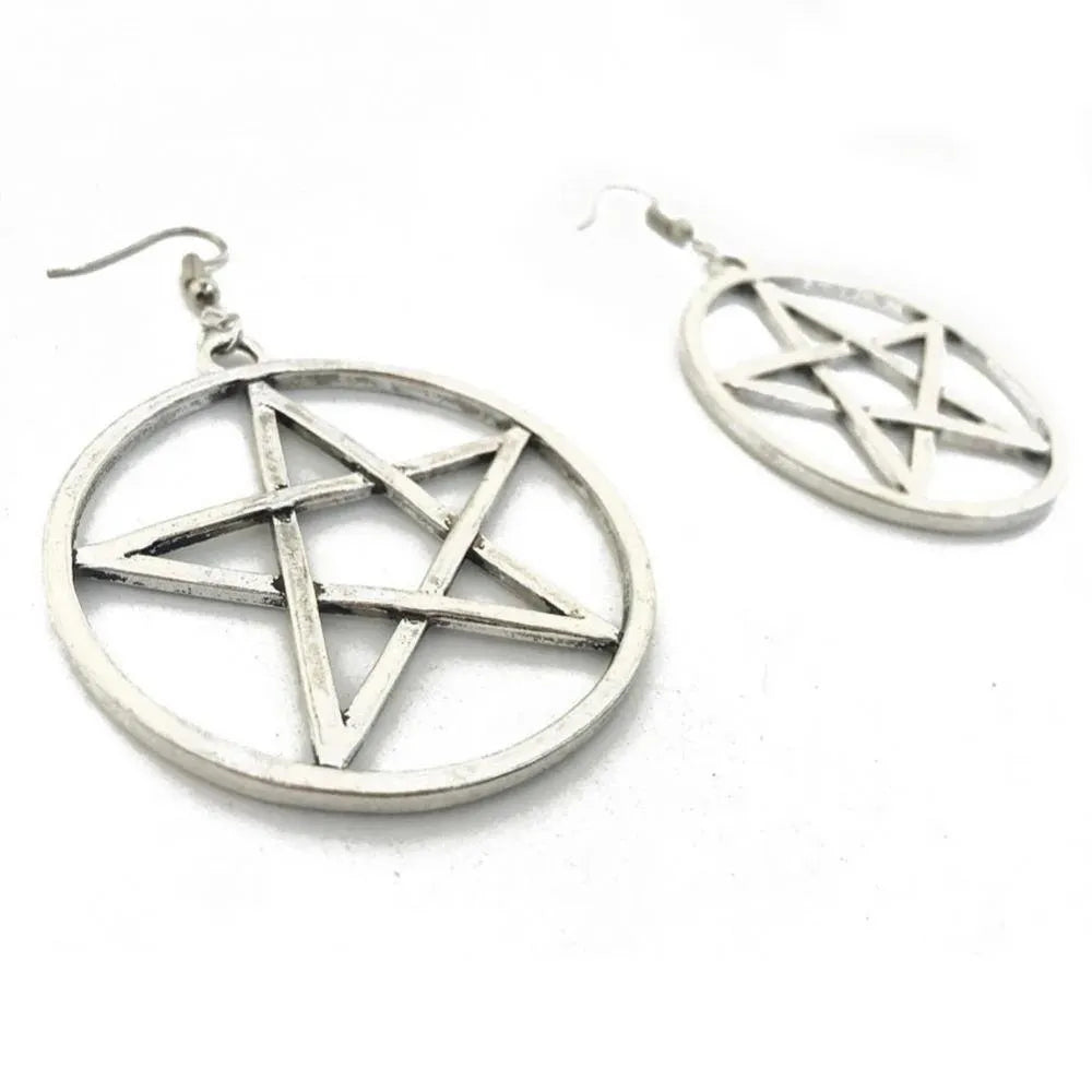 Wiccan Large Pentacle Pentagram Earrings