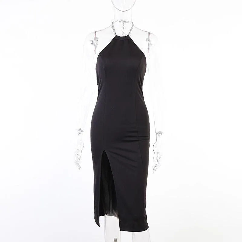 Chain Sling Split Dress