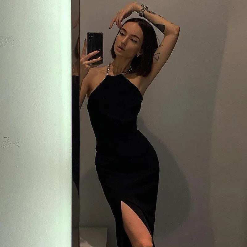 Chain Sling Split Dress