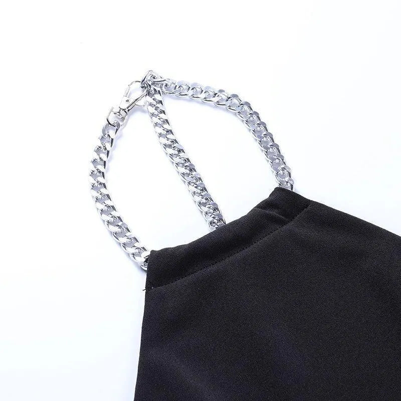 Chain Sling Split Dress
