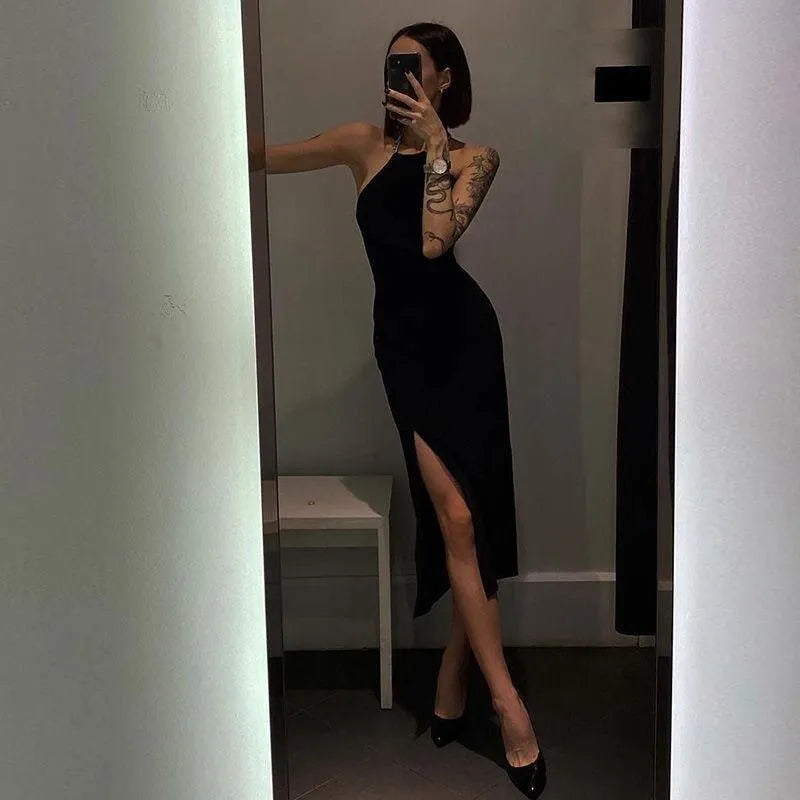 Chain Sling Split Dress