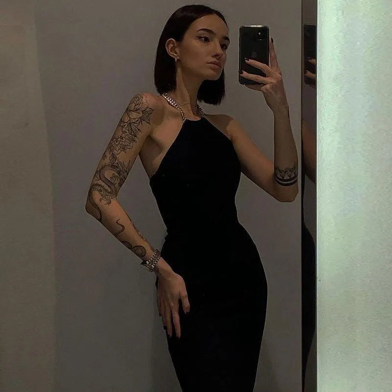 Chain Sling Split Dress