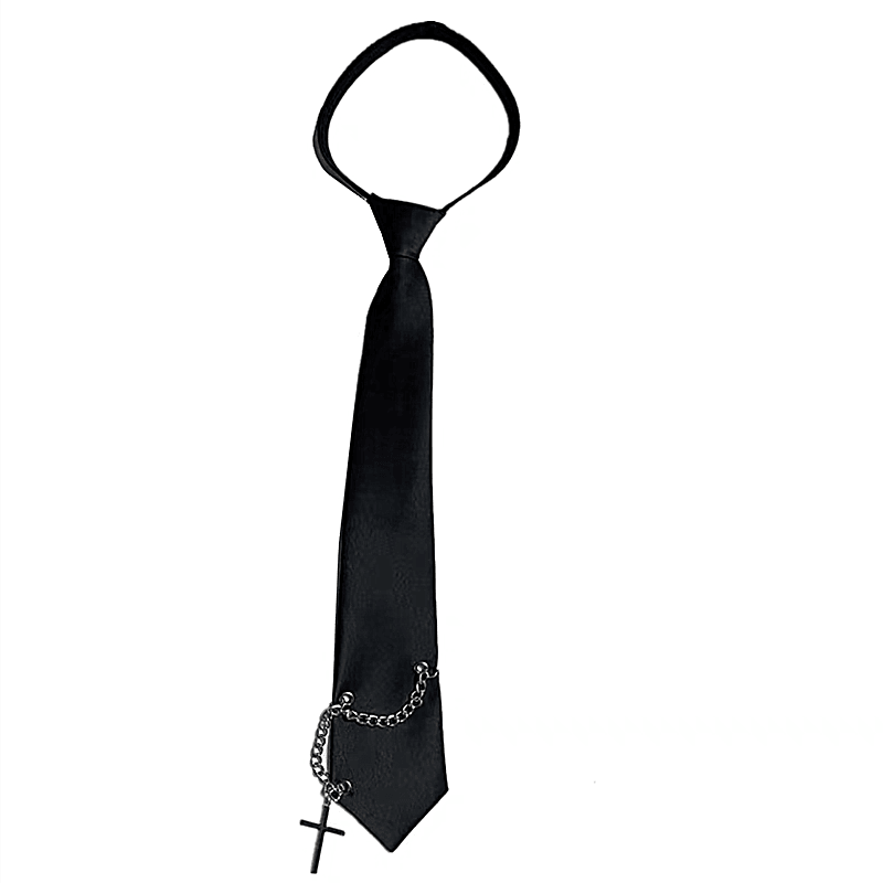 Black Cross Chain Necktie