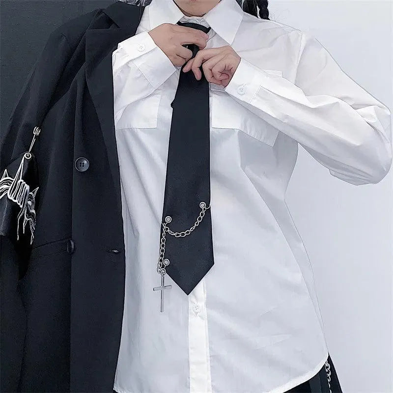 Black Cross Chain Necktie