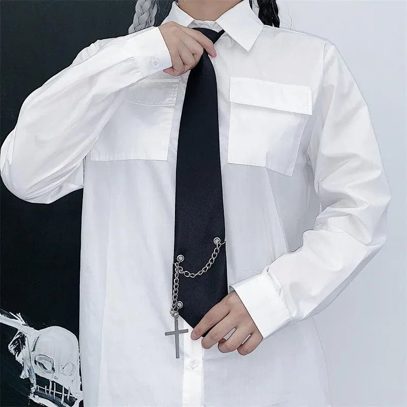 Black Cross Chain Necktie