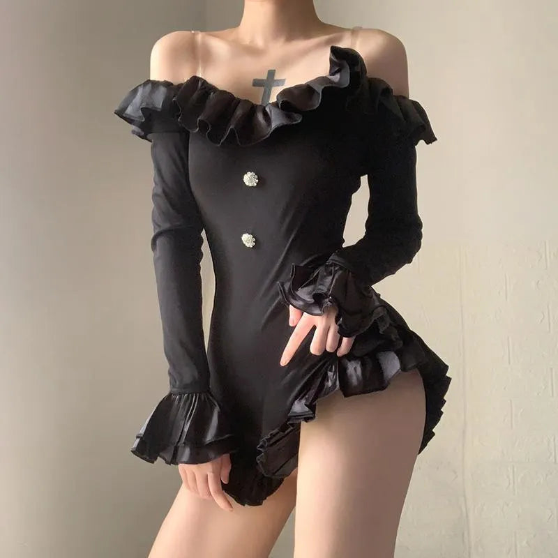 Off Shoulder Puff Rim Bodysuit