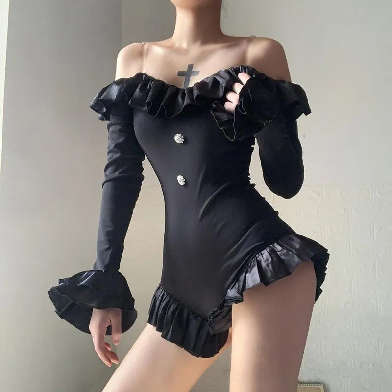 Off Shoulder Puff Rim Bodysuit