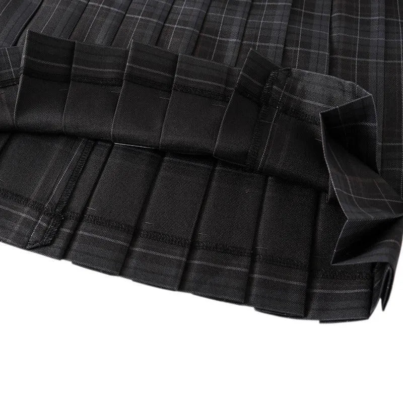 Gray Check Pleated Skirt