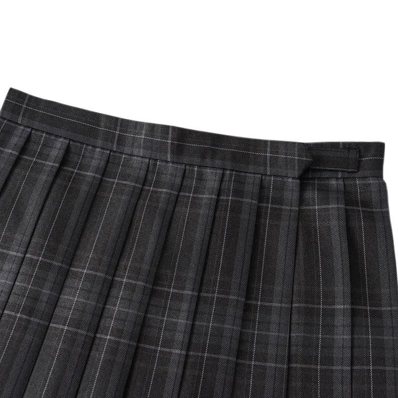 Gray Check Pleated Skirt