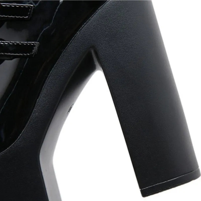 Sweet Barbie Patent Leather Chunky Heel Shoes