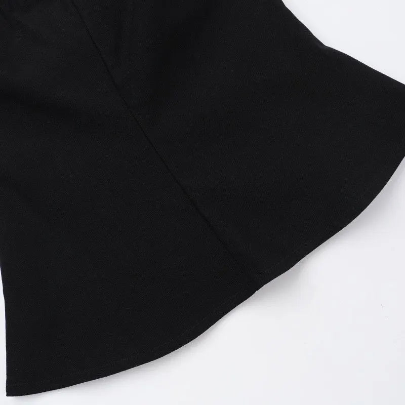 Fishbone Leather Trim Strapless Top