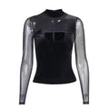 Mesh Velvet Patchwork Turtleneck Top