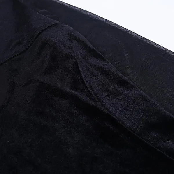 Mesh Velvet Patchwork Turtleneck Top
