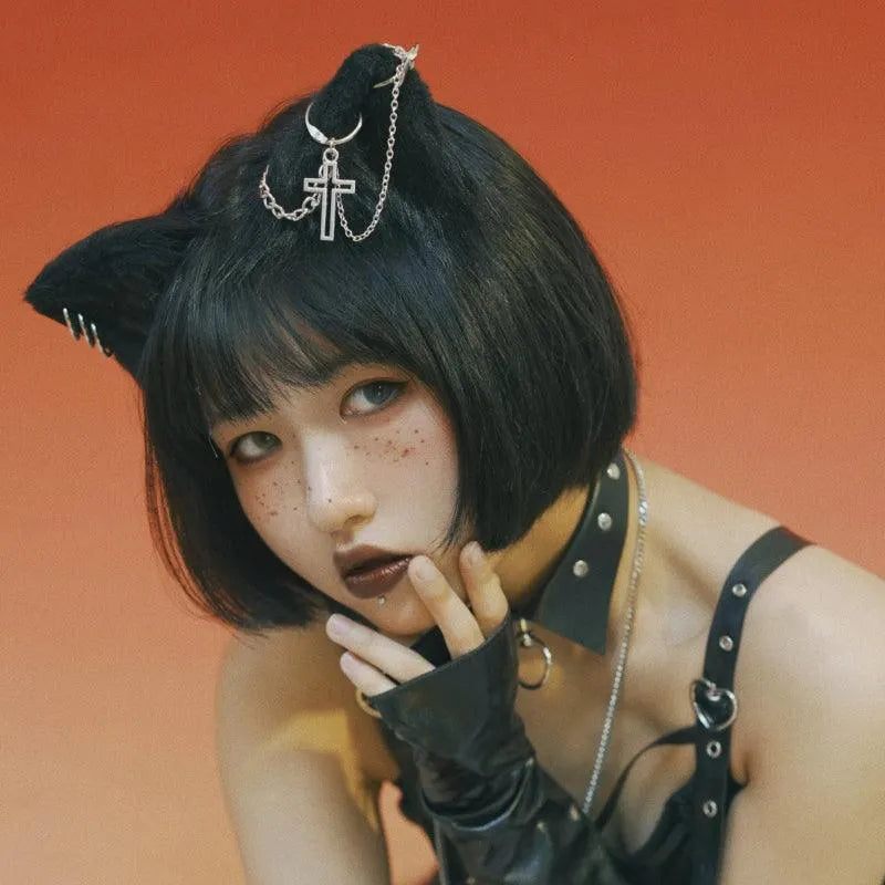 Chain Cat Ear Hairpin and Hairband