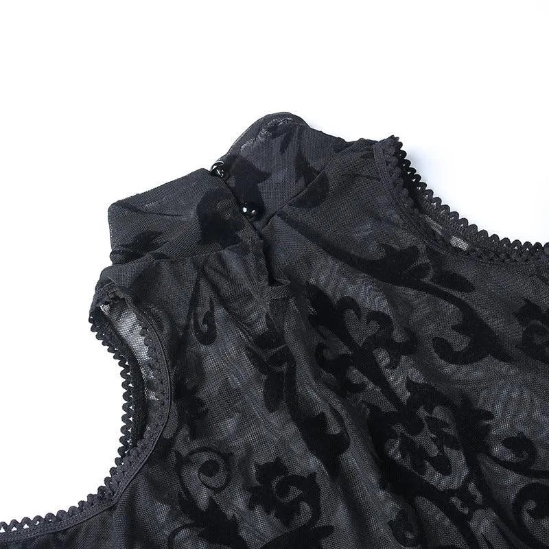 Gothic Off Shoulder Sheer Bodysuit