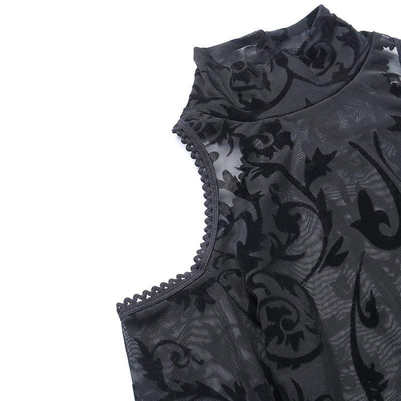 Gothic Off Shoulder Sheer Bodysuit