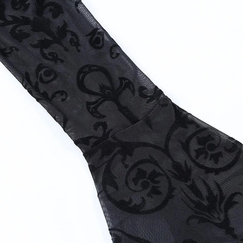 Gothic Off Shoulder Sheer Bodysuit