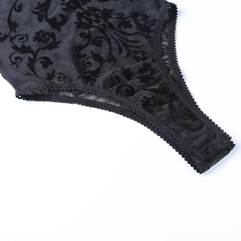 Gothic Off Shoulder Sheer Bodysuit