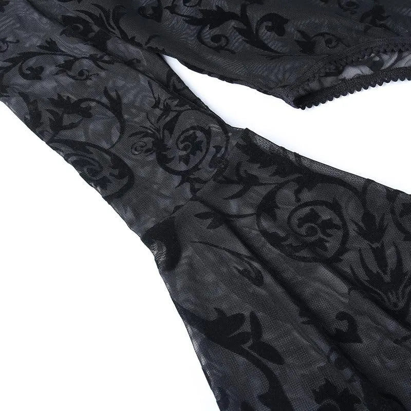 Gothic Off Shoulder Sheer Bodysuit