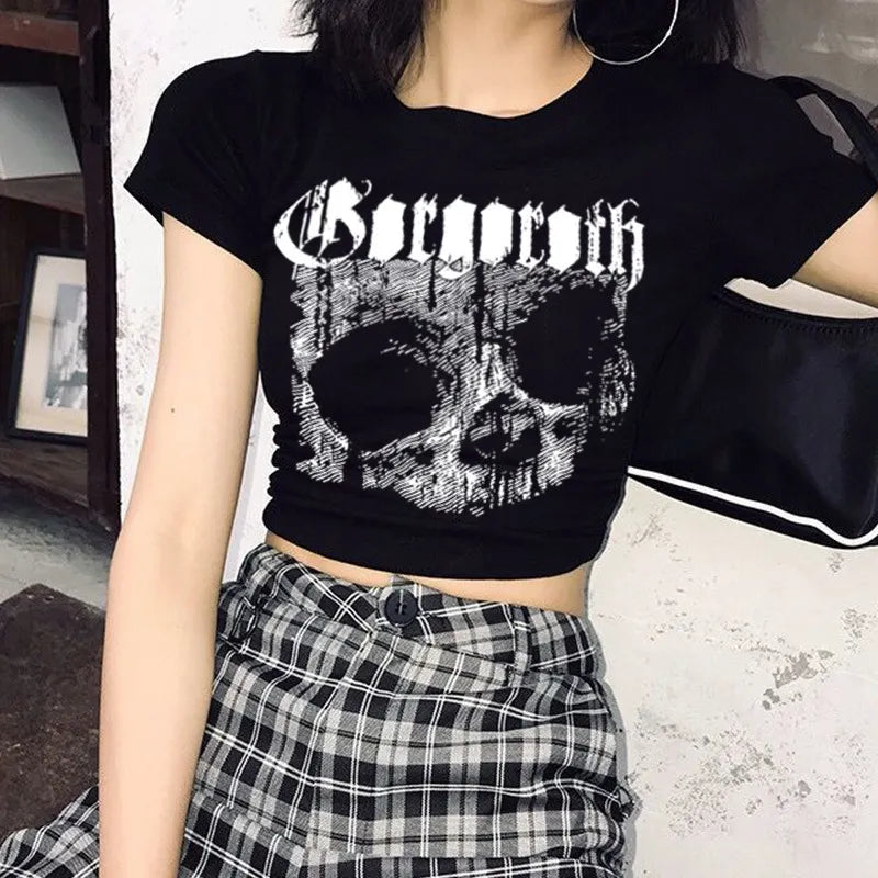 Goth Skull Belly Top