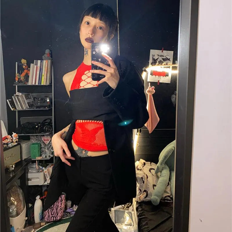 Colorful Butterfly Is Playing Mesh Lingerie