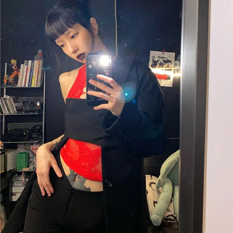 Colorful Butterfly Is Playing Mesh Lingerie