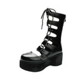 Punk Hollow Out Lace Up Platform Shoes