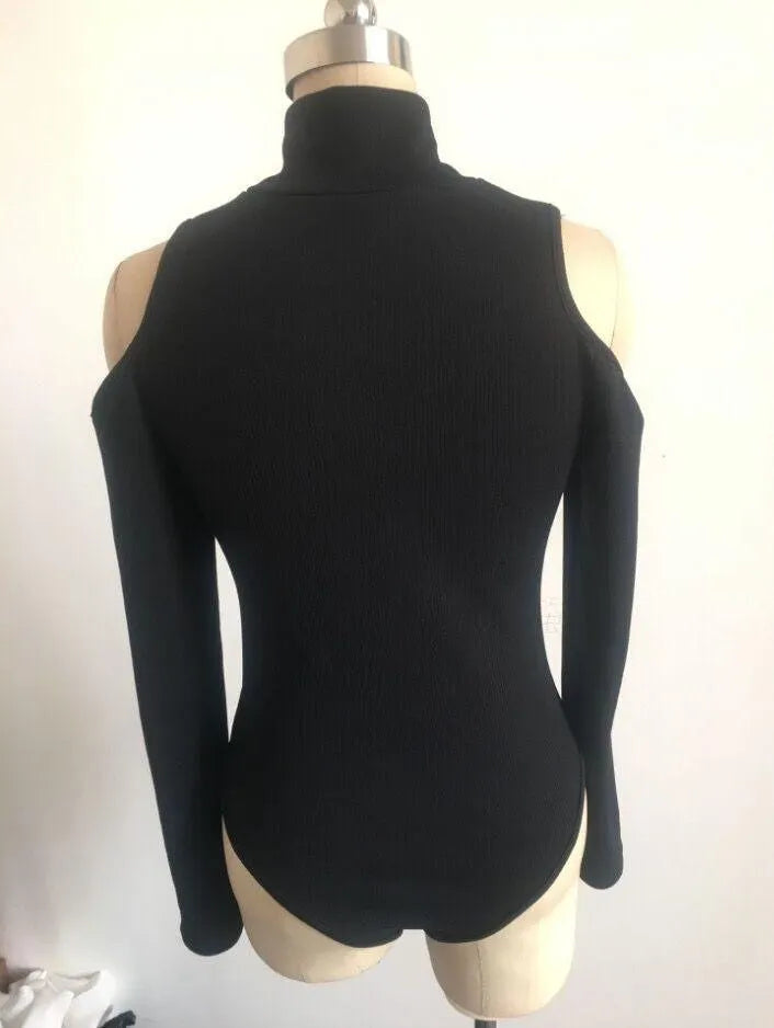 Cold Shoulder Zip Up Bodysuit