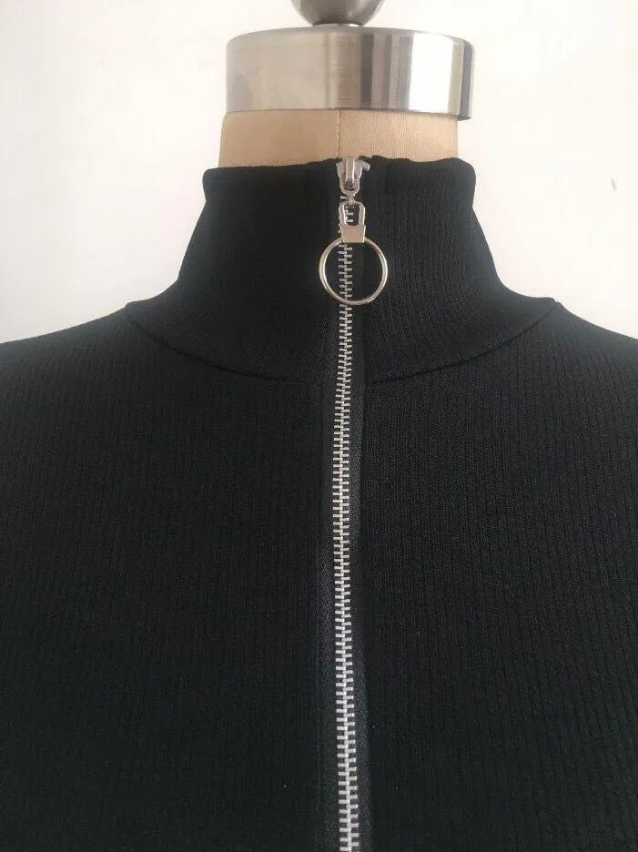 Cold Shoulder Zip Up Bodysuit