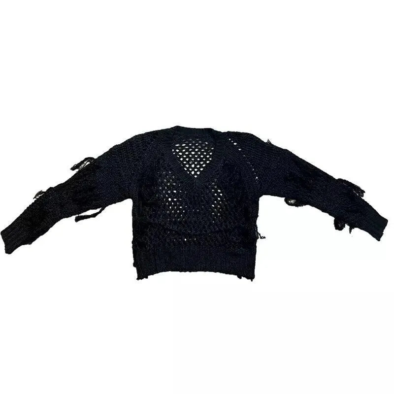 Hollow Out Tassel Knitted Pullover Top