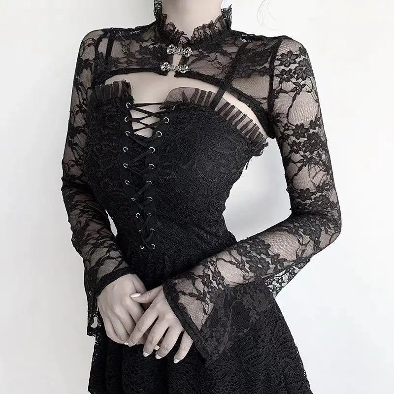 Black Lace Strap Dress