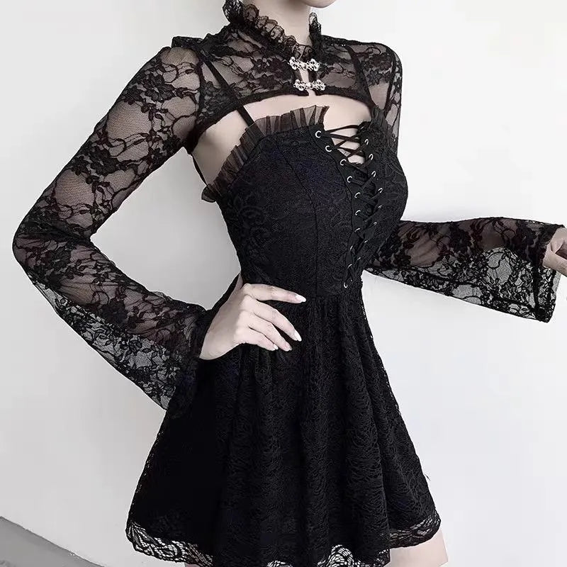 Black Lace Strap Dress