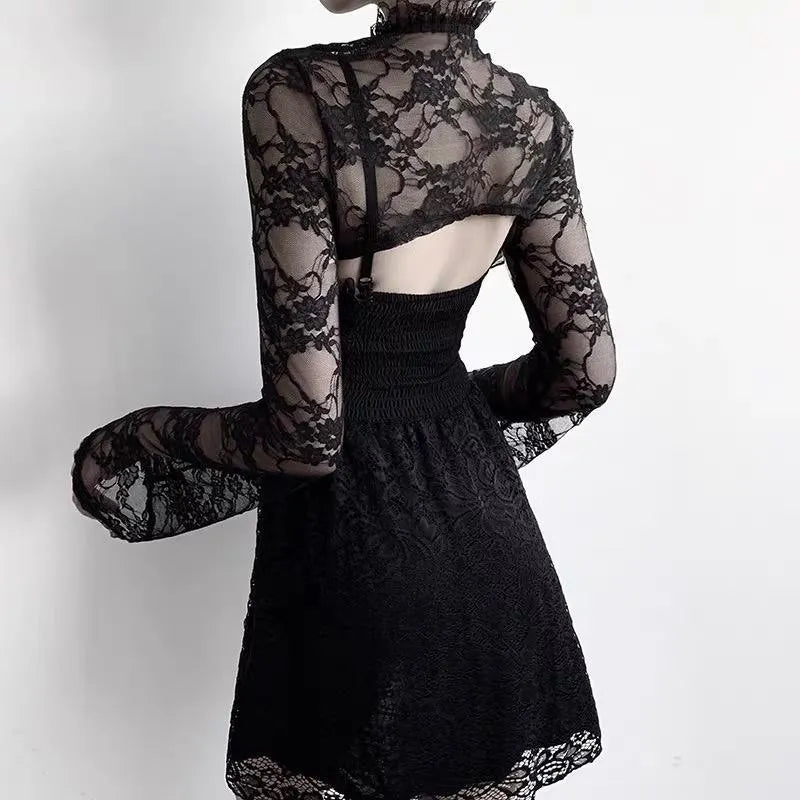 Black Lace Strap Dress