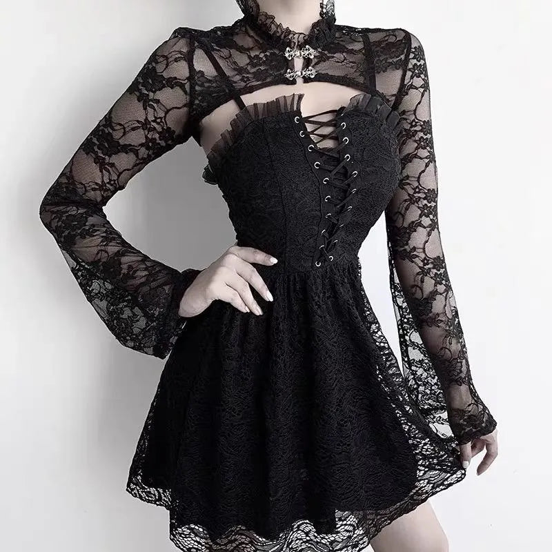 Black Lace Strap Dress