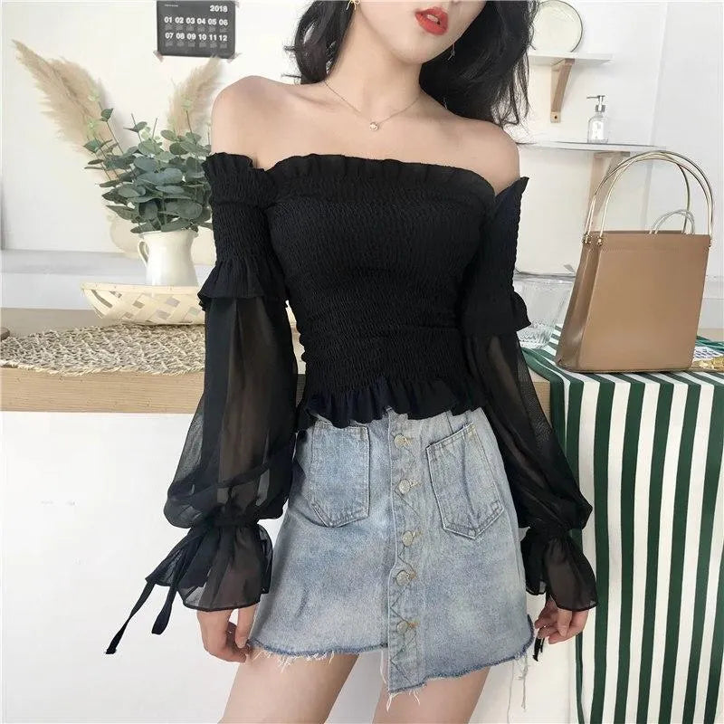 Lantern Sleeve Off Shoulder Top