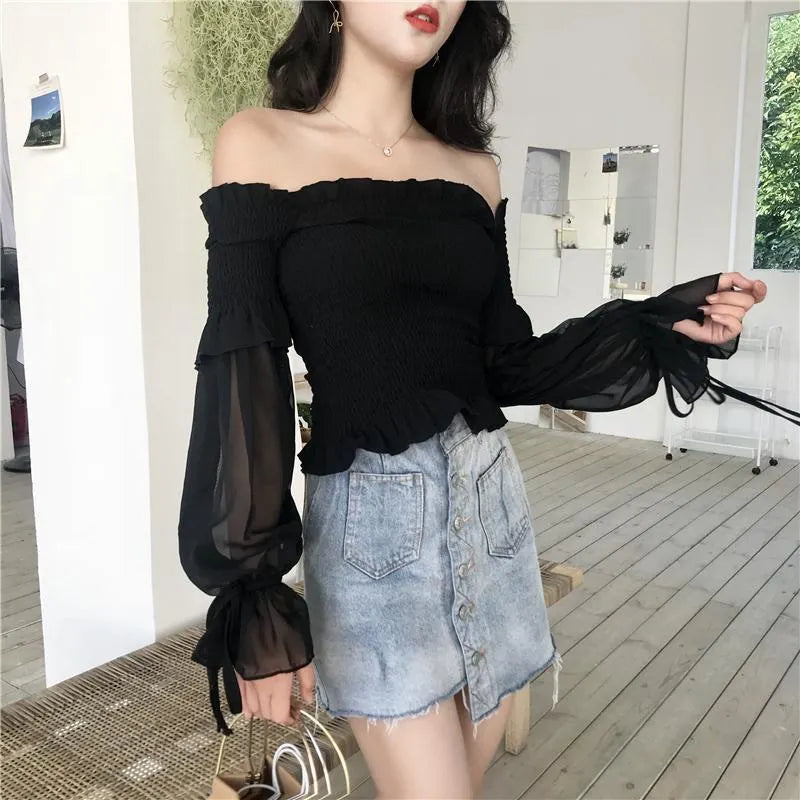 Lantern Sleeve Off Shoulder Top