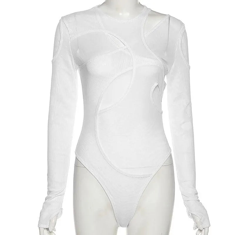 Sooner Or Later Mesh Cutout Bodysuit