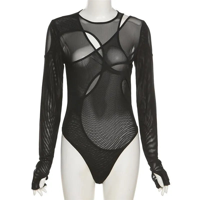 Sooner Or Later Mesh Cutout Bodysuit