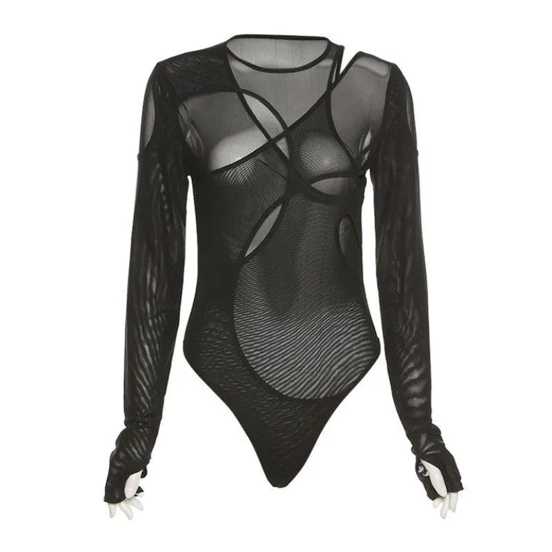 Sooner Or Later Mesh Cutout Bodysuit