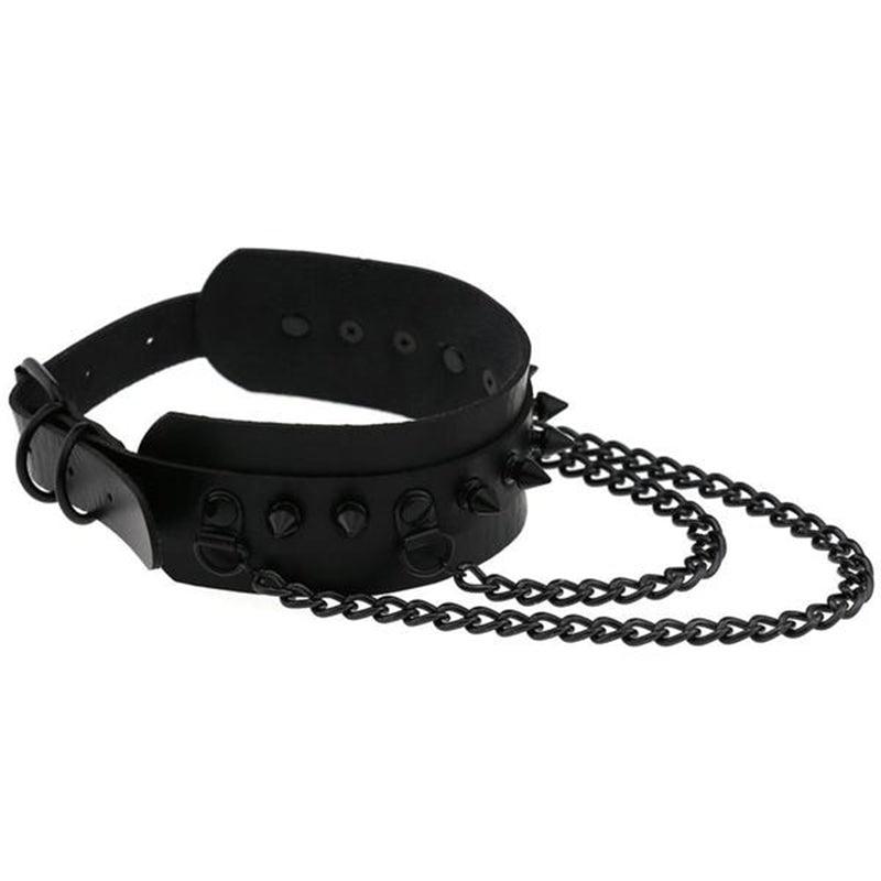 Gothic Double Chain Spikes Large Choker