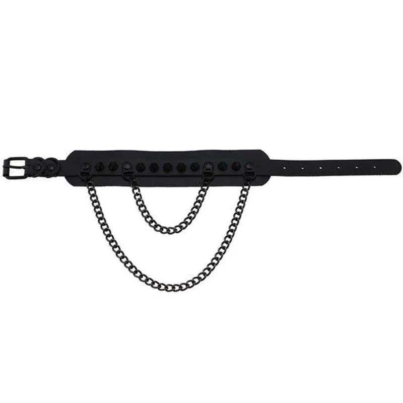 Gothic Double Chain Spikes Large Choker