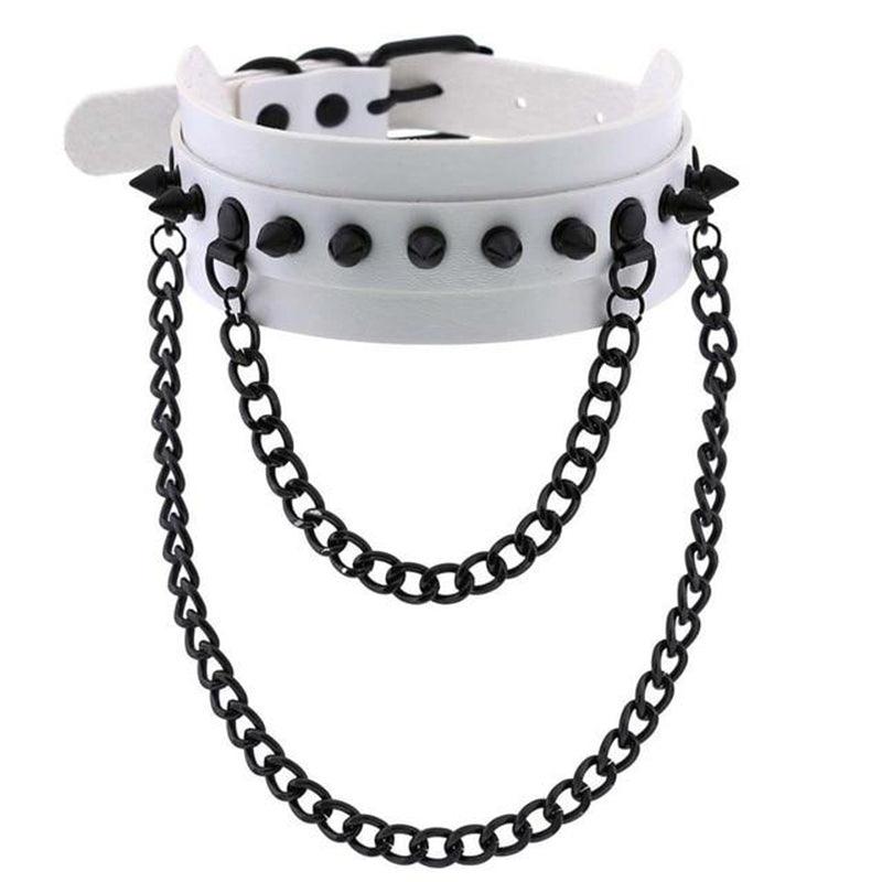 Gothic Double Chain Spikes Large Choker