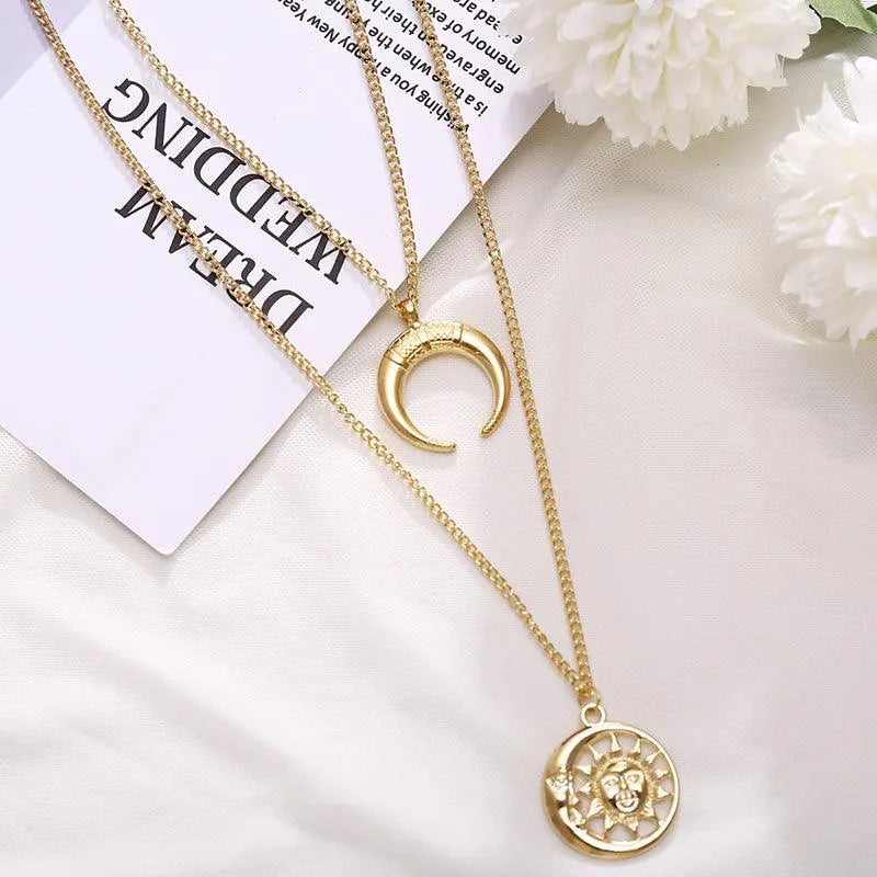Sun and Moon Double Layer Choker