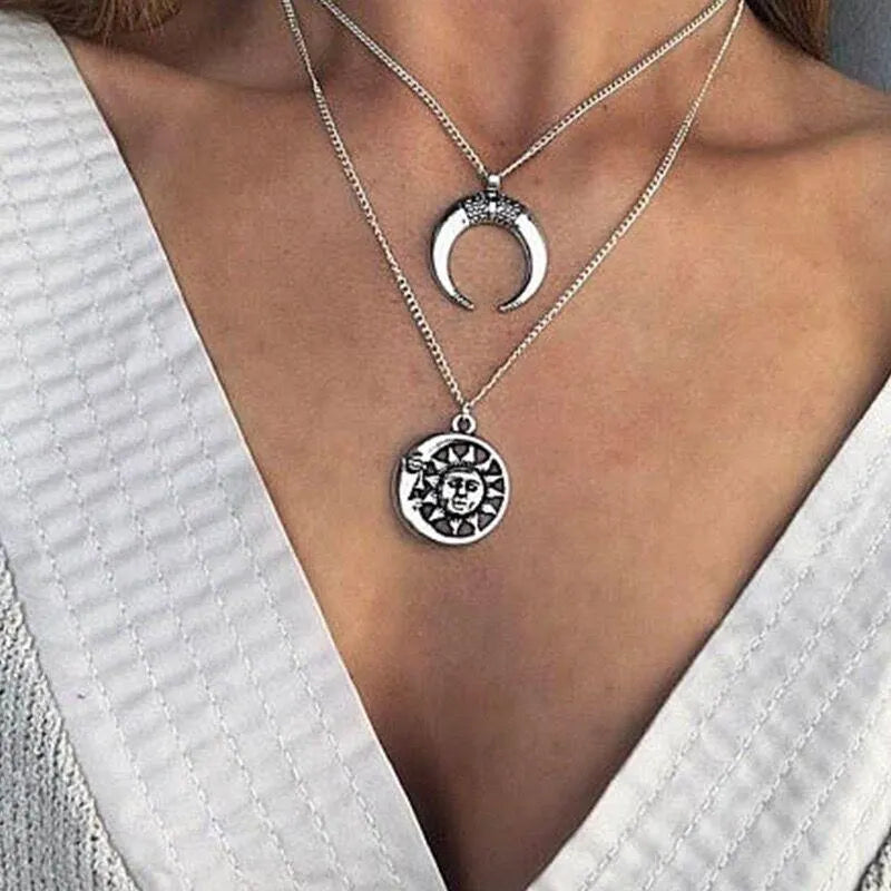 Sun and Moon Double Layer Choker