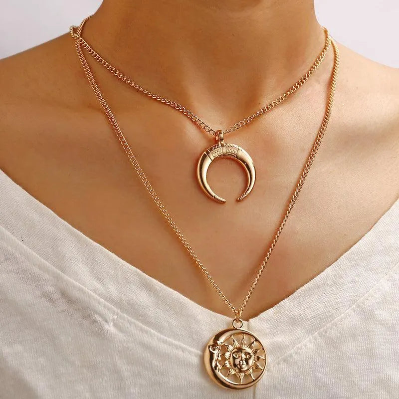 Sun and Moon Double Layer Choker