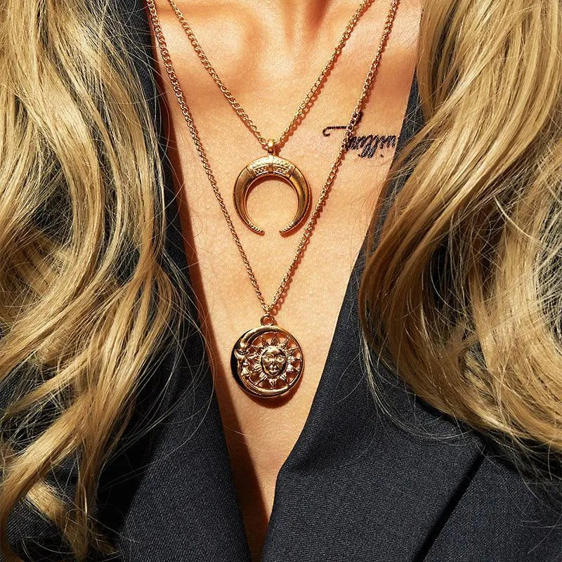 Sun and Moon Double Layer Choker