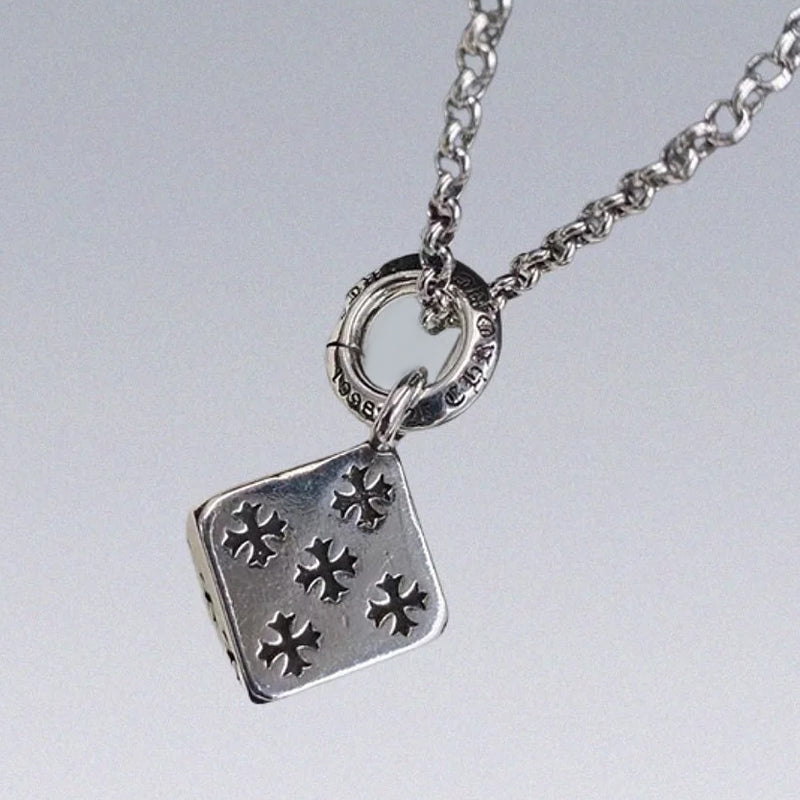 Chrome Vintage Dice Necklace